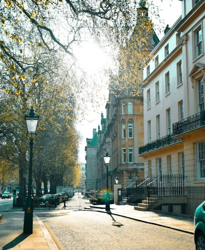 photography of street in central London autumn winter