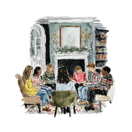 Teenagers in daily reflection group in rehab