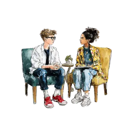 Teenager receiving one-to-one therapy session with a case manager