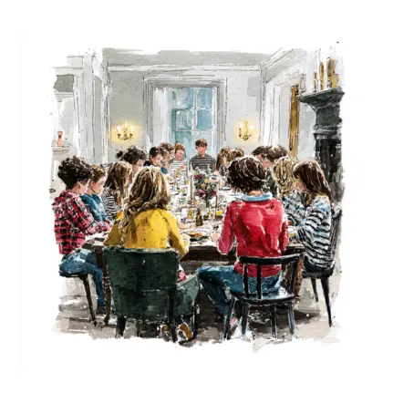 Teenagers eating dinner together at therapeutic boarding school
